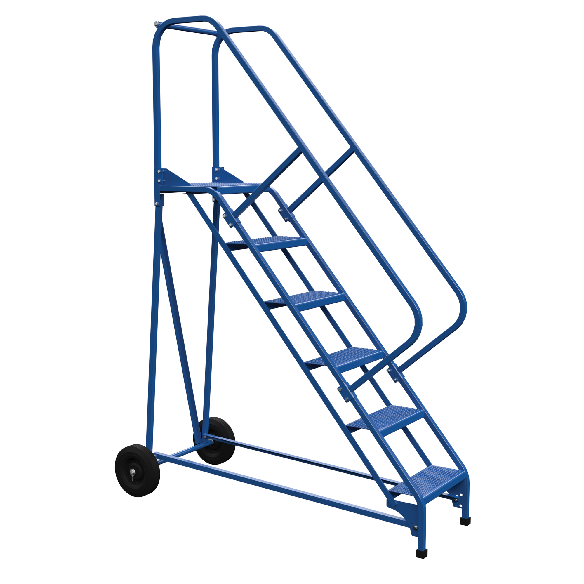 Vestil Perforated Folding Ladder - 6 Steps, 90in. Height, Steel, Removable Handrails, Model# LAD-RAF-6-P-EZ